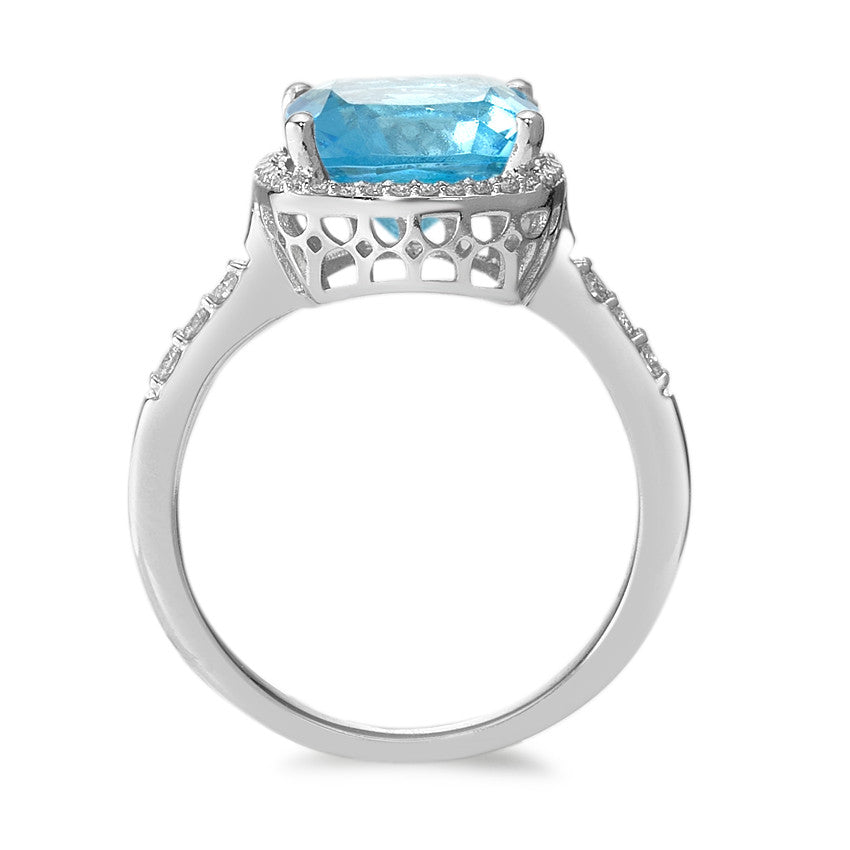 pierścionek złoto białe 750/18 K Topaz jasnoniebieski, Diament biały, 0.20 ct, 42 kamienie, w-pi3 Ø11 mm