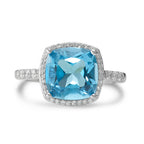 pierścionek złoto białe 750/18 K Topaz jasnoniebieski, Diament biały, 0.20 ct, 42 kamienie, w-pi3 Ø11 mm