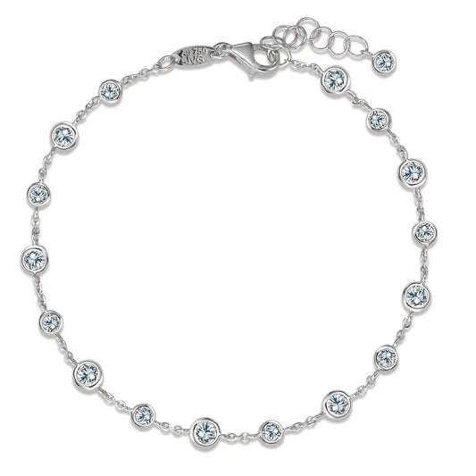 bransoletka złoto białe 750/18 K Cyrkonia 17 kamienie 17-19 cm
