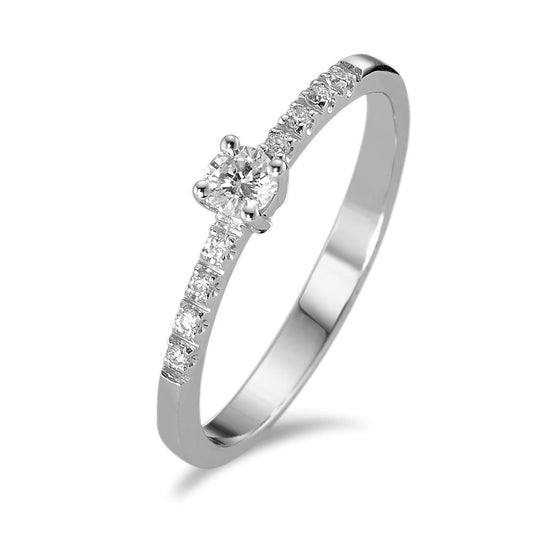 pierścionek zaręczynowy złoto białe 750/18 K Diament biały, 0.04 ct, 8 kamienie, [Brillant], w-si, Diament biały, 0.10 ct, [Brillant], w-si