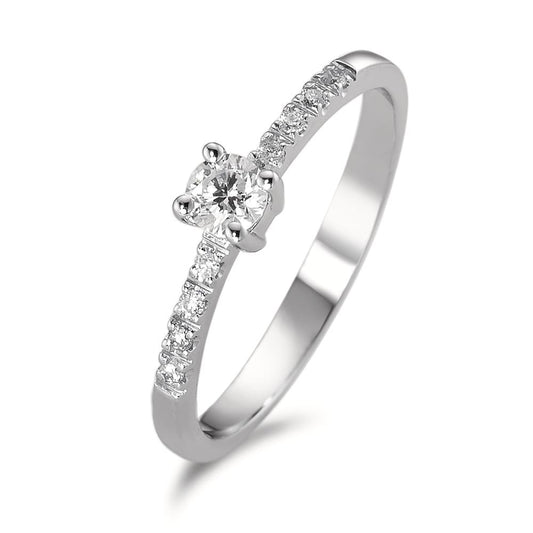 pierścionek zaręczynowy złoto białe 750/18 K Diament biały, 0.04 ct, 8 kamienie, [Brillant], w-si, Diament biały, 0.15 ct, [Brillant], w-si