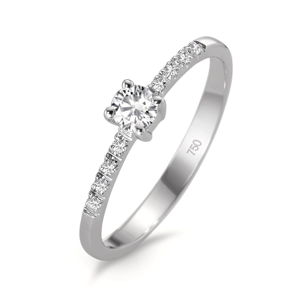 pierścionek zaręczynowy złoto białe 750/18 K Diament biały, 0.04 ct, 8 kamienie, [Brillant], w-si, Diament biały, 0.20 ct, [Brillant], w-si