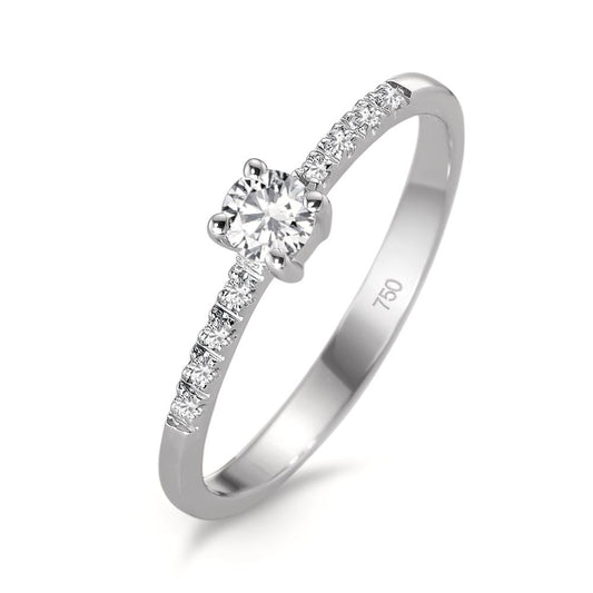 pierścionek zaręczynowy złoto białe 750/18 K Diament biały, 0.04 ct, 8 kamienie, [Brillant], w-si, Diament biały, 0.20 ct, [Brillant], w-si