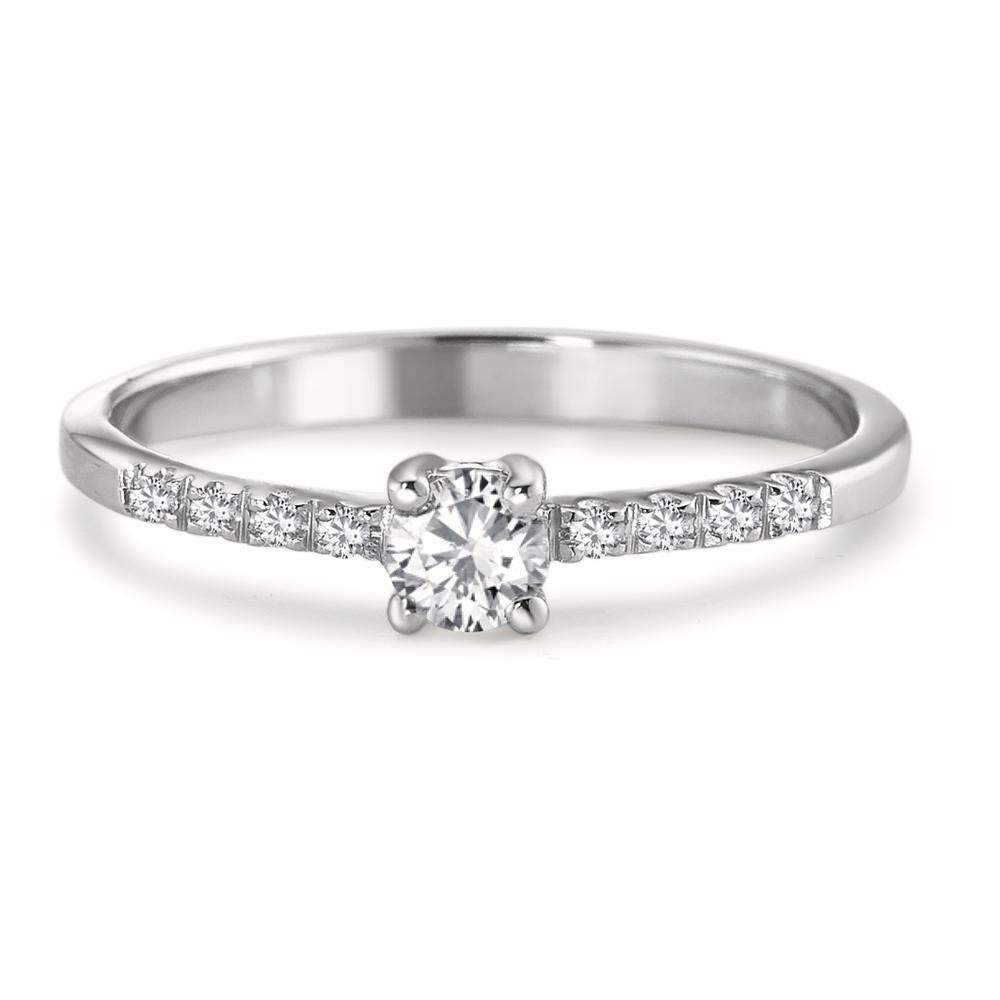 pierścionek zaręczynowy złoto białe 750/18 K Diament biały, 0.04 ct, 8 kamienie, [Brillant], w-si, Diament biały, 0.20 ct, [Brillant], w-si