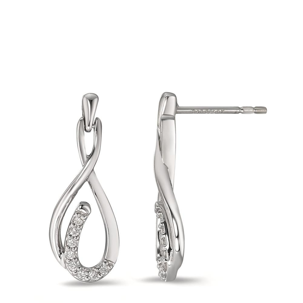 kolczyki wiszące złoto białe 750/18 K Diament 0.09 ct, 16 kamienie, w-si