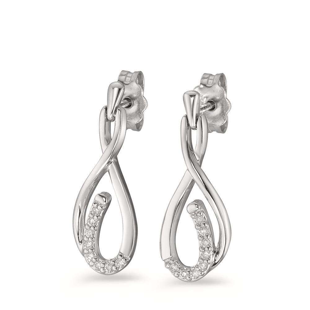 kolczyki wiszące złoto białe 750/18 K Diament 0.09 ct, 16 kamienie, w-si
