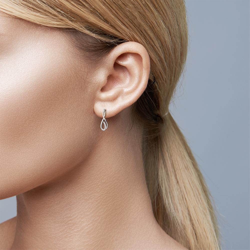 kolczyki wiszące złoto białe 750/18 K Diament 0.09 ct, 16 kamienie, w-si