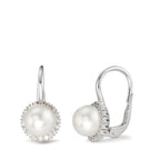 kolczyki wiszące złoto białe 750/18 K Diament 0.36 ct, w-si Perła hodowana w wodzie słodkiej biały, 8 mm