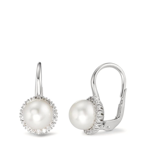 kolczyki wiszące złoto białe 750/18 K Diament 0.36 ct, w-si Perła hodowana w wodzie słodkiej