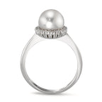 pierścionek złoto białe 750/18 K Diament 0.18 ct, w-si Perła hodowana w wodzie słodkiej biały, 8 mm