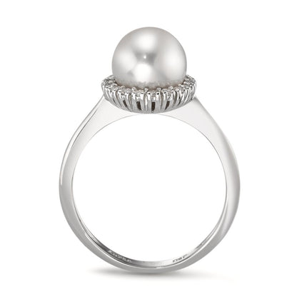 pierścionek złoto białe 750/18 K Diament 0.18 ct, w-si Perła hodowana w wodzie słodkiej biały, 8 mm