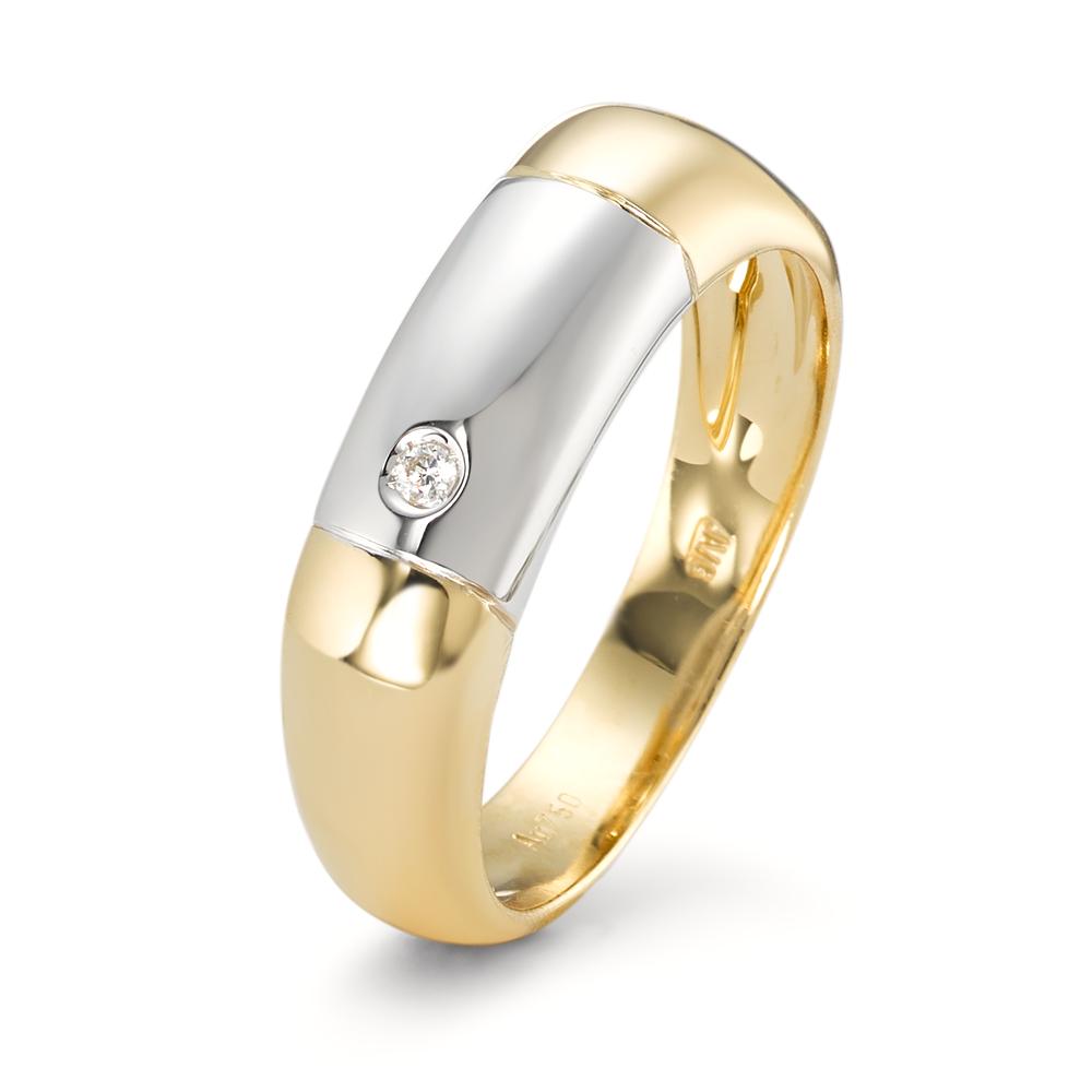 pierścionek złoto żółte 750/18 K, złoto białe 750/18 K Diament 0.02 ct, w-si