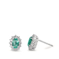 kolczyki wkrętki złoto białe 750/18 K Szmaragd 0.80 ct, 2 kamienie, Diament 0.36 ct, w-si