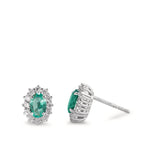 kolczyki wkrętki złoto białe 750/18 K Szmaragd 0.80 ct, 2 kamienie, Diament 0.36 ct, w-si