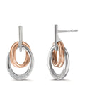 kolczyki wiszące złoto białe 750/18 K, złoto czerwone 750/18 K Diament 0.08 ct, 16 kamienie, w-si