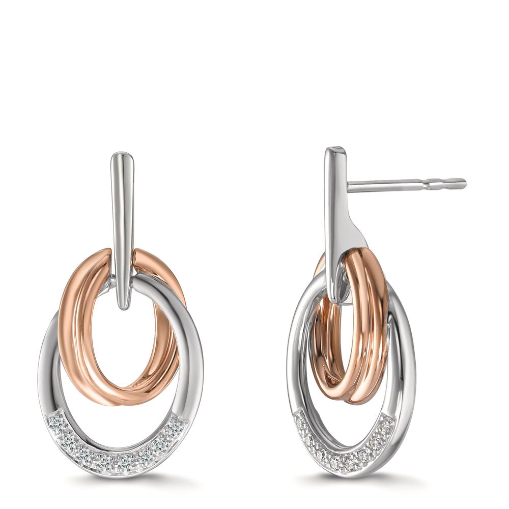 kolczyki wiszące złoto białe 750/18 K, złoto czerwone 750/18 K Diament 0.08 ct, 16 kamienie, w-si