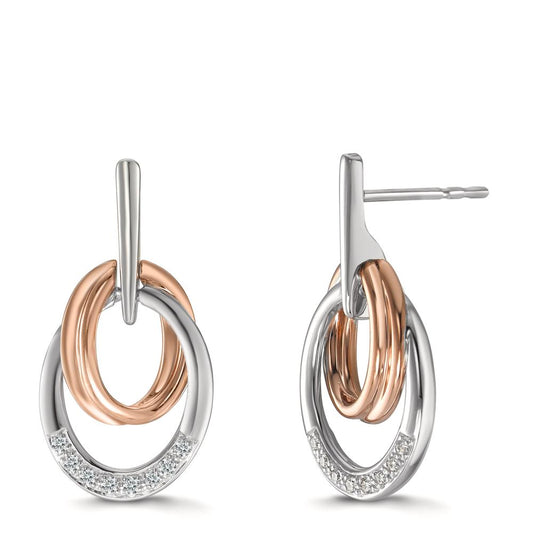 kolczyki wiszące złoto białe 750/18 K, złoto czerwone 750/18 K Diament 0.08 ct, 16 kamienie, w-si