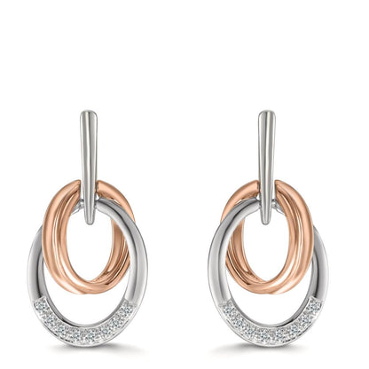 kolczyki wiszące złoto białe 750/18 K, złoto czerwone 750/18 K Diament 0.08 ct, 16 kamienie, w-si