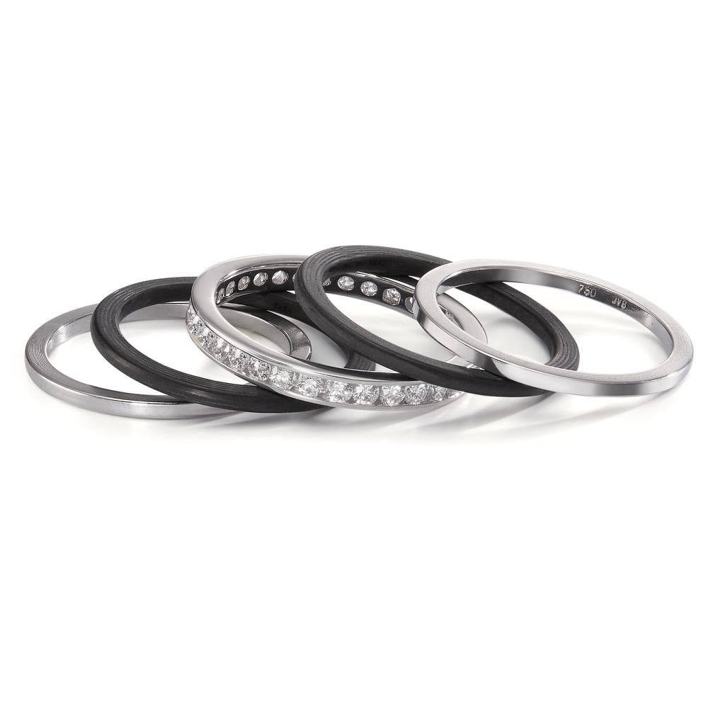 pierścionek pamięci złoto białe 750/18 K Diament biały, 1 ct, 28 kamienie, [Brillant], w-si