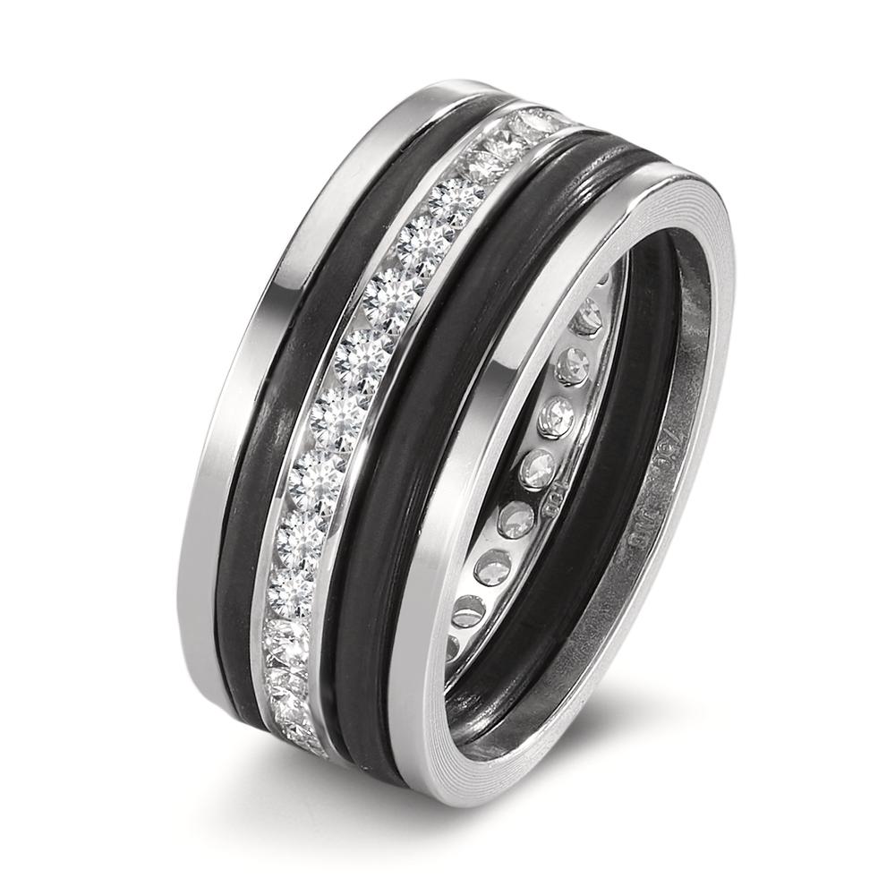 pierścionek pamięci złoto białe 750/18 K Diament biały, 1 ct, 28 kamienie, [Brillant], w-si