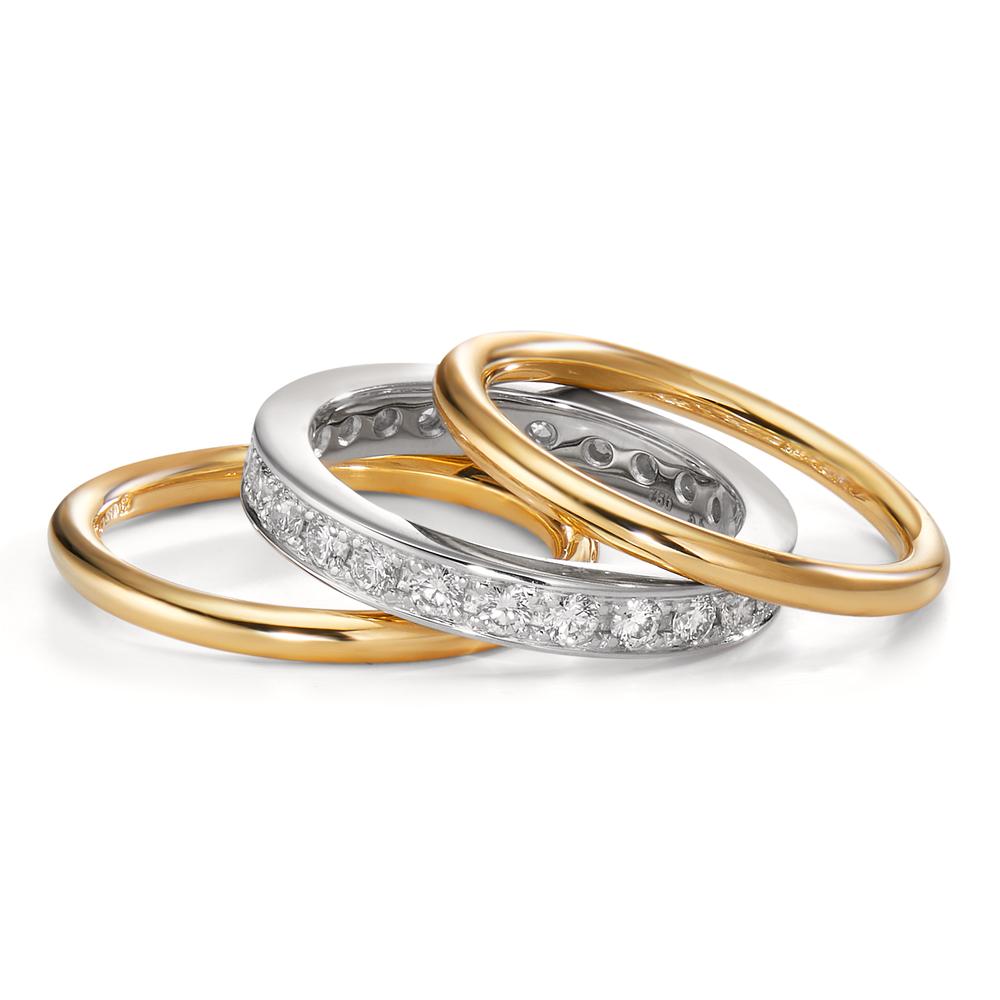 pierścionek pamięci złoto białe 750/18 K Diament biały, 1 ct, 25 kamienie, [Brillant], w-si
