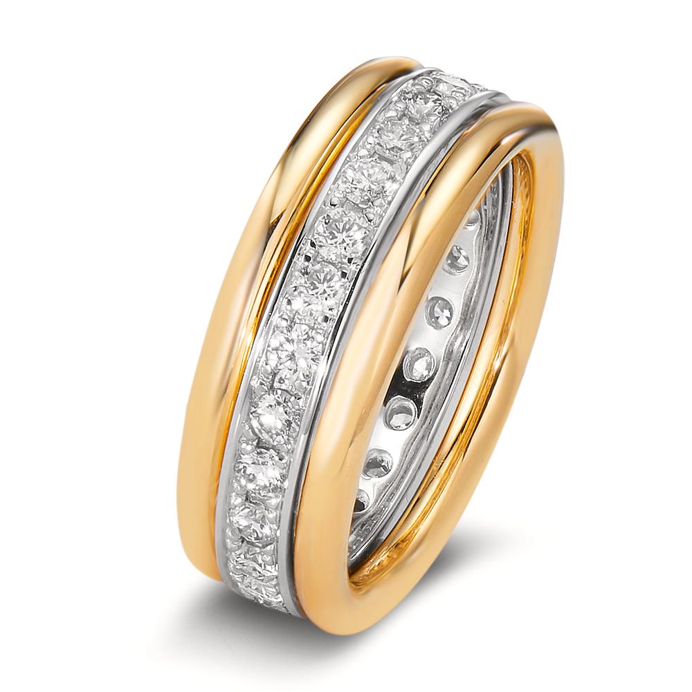 pierścionek pamięci złoto białe 750/18 K Diament biały, 1 ct, 25 kamienie, [Brillant], w-si