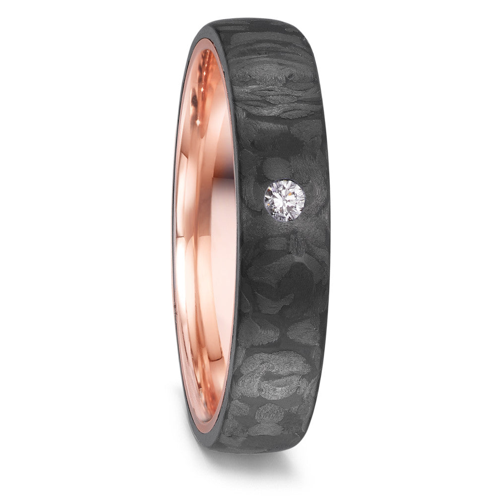 obrączka partnerska złoto czerwone 585/14 K, węgiel Diament 0.04 ct, w-si