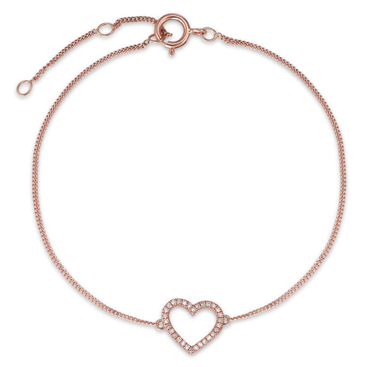 bransoletka złoto czerwone 585/14 K Diament 0.05 ct, w-si Serce 15-18 cm