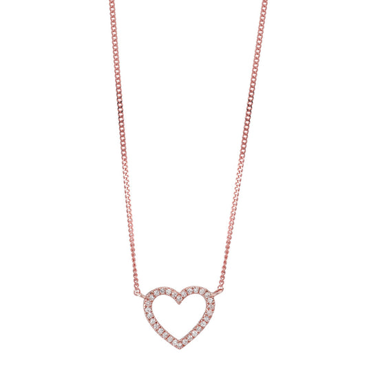 Naszyjnik złoto czerwone 585/14 K Diament 0.05 ct, w-si Serce 42 cm