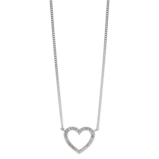 Naszyjnik złoto białe 585/14 K Diament 0.06 ct, w-si Serce 42 cm