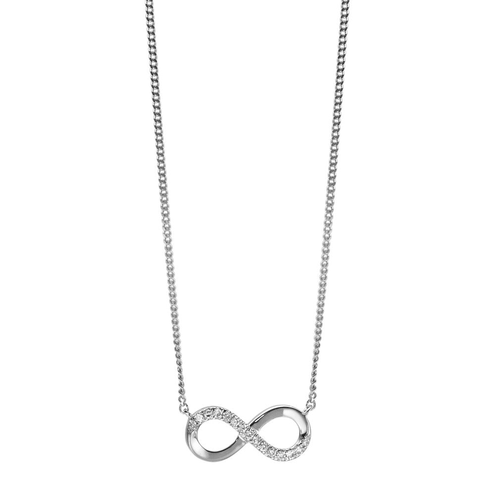 Naszyjnik złoto białe 585/14 K Diament 0.035 ct, 15 kamienie, w-si Nieskończoność 42 cm
