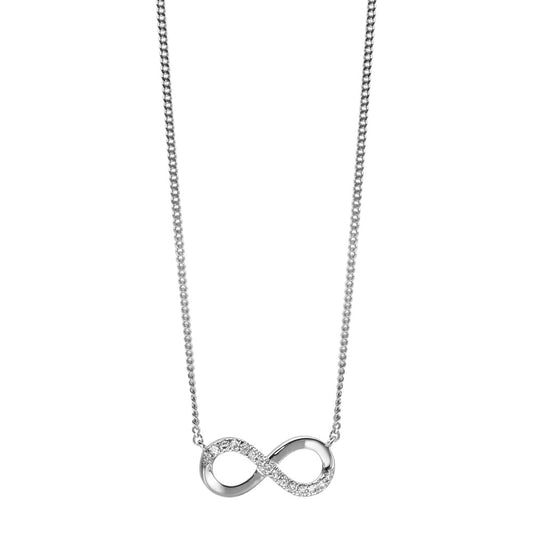 Naszyjnik złoto białe 585/14 K Diament 0.035 ct, 15 kamienie, w-si Nieskończoność 42 cm
