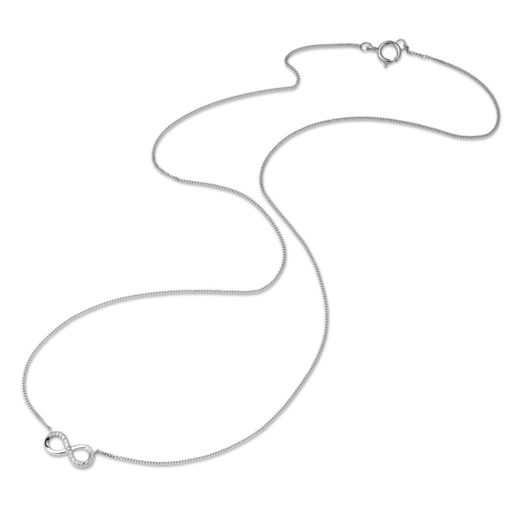 Naszyjnik złoto białe 585/14 K Diament 0.035 ct, 15 kamienie, w-si Nieskończoność 42 cm