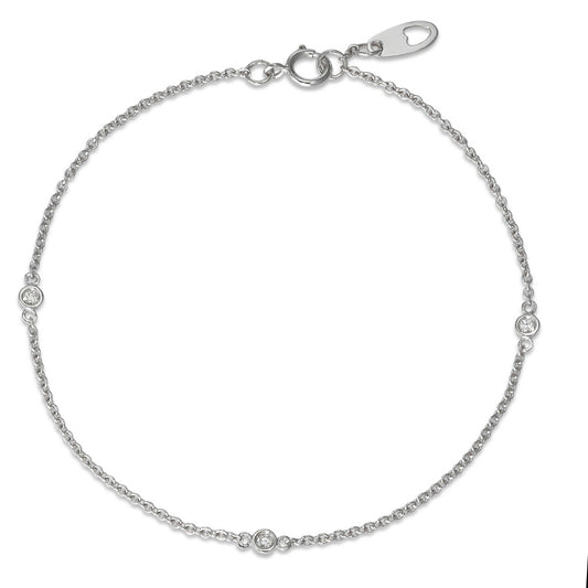 bransoletka złoto białe 750/18 K Diament 0.06 ct, 3 kamienie, w-si 17 cm