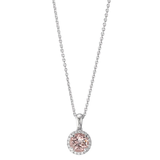 Naszyjnik złoto białe 750/18 K Morganit, Diament 0.06 ct, w-si 42-45 cm