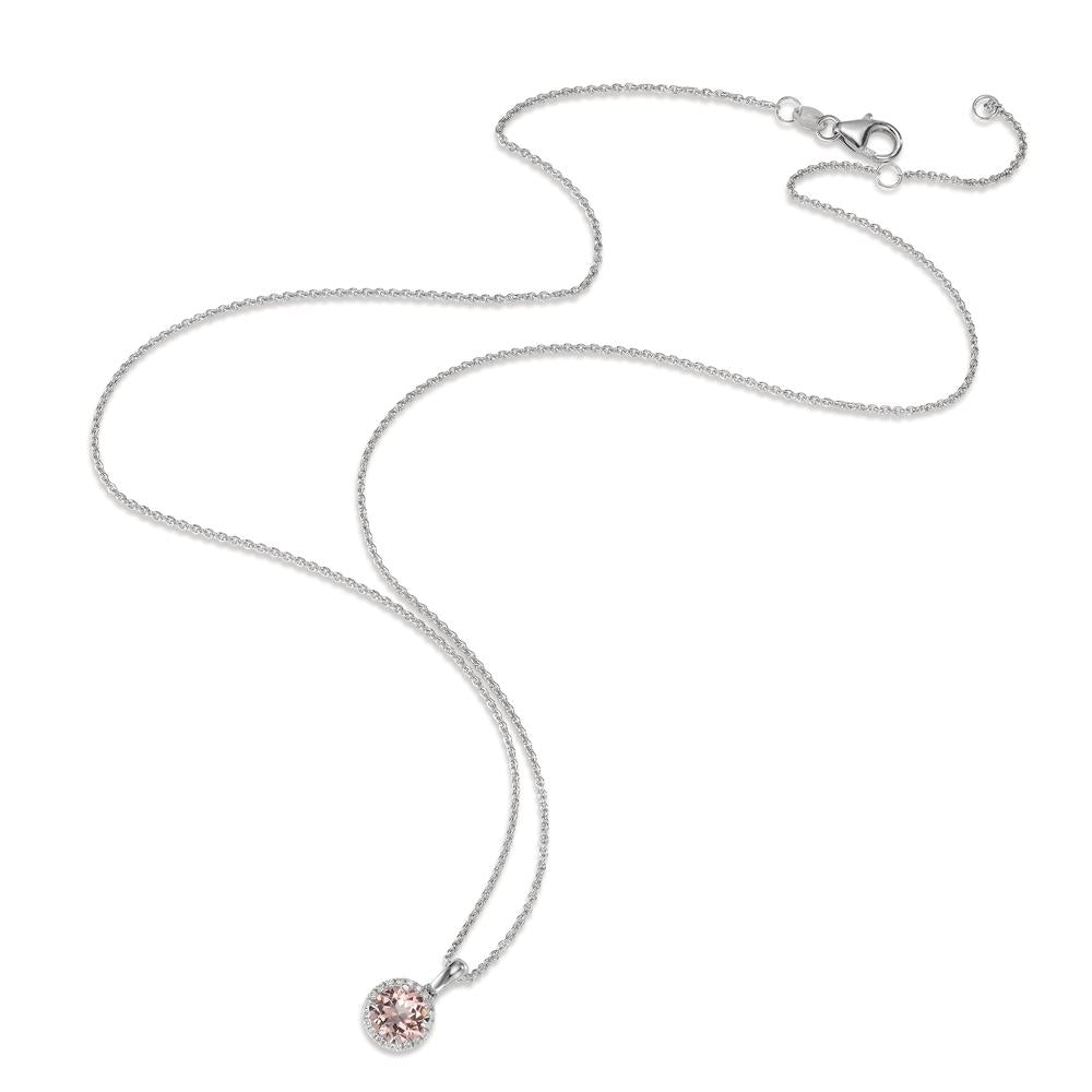 Naszyjnik złoto białe 750/18 K Morganit, Diament 0.06 ct, w-si 42-45 cm