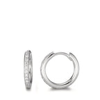 kolczyki koła zatrzaskowe złoto białe 750/18 K Diament 0.16 ct, 24 kamienie, w-si