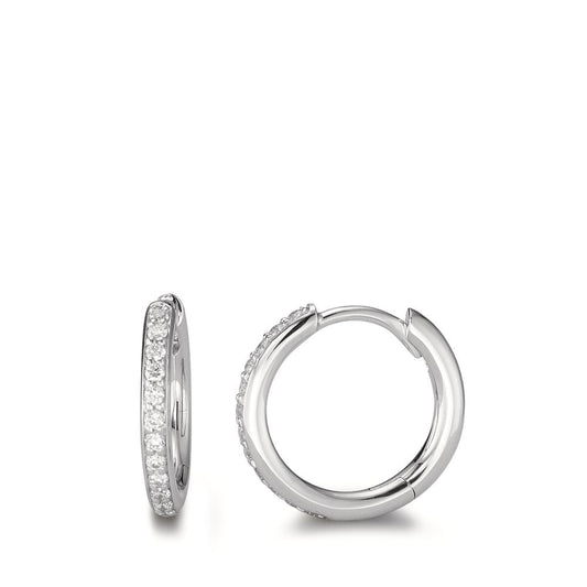 kolczyki koła zatrzaskowe złoto białe 750/18 K Diament 0.16 ct, 24 kamienie, w-si