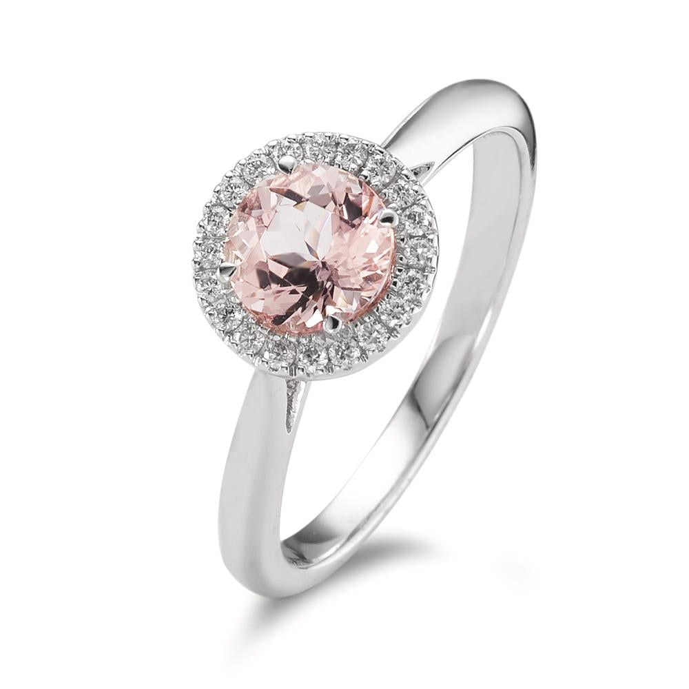 pierścionek złoto białe 750/18 K Morganit, Diament 0.11 ct, w-si
