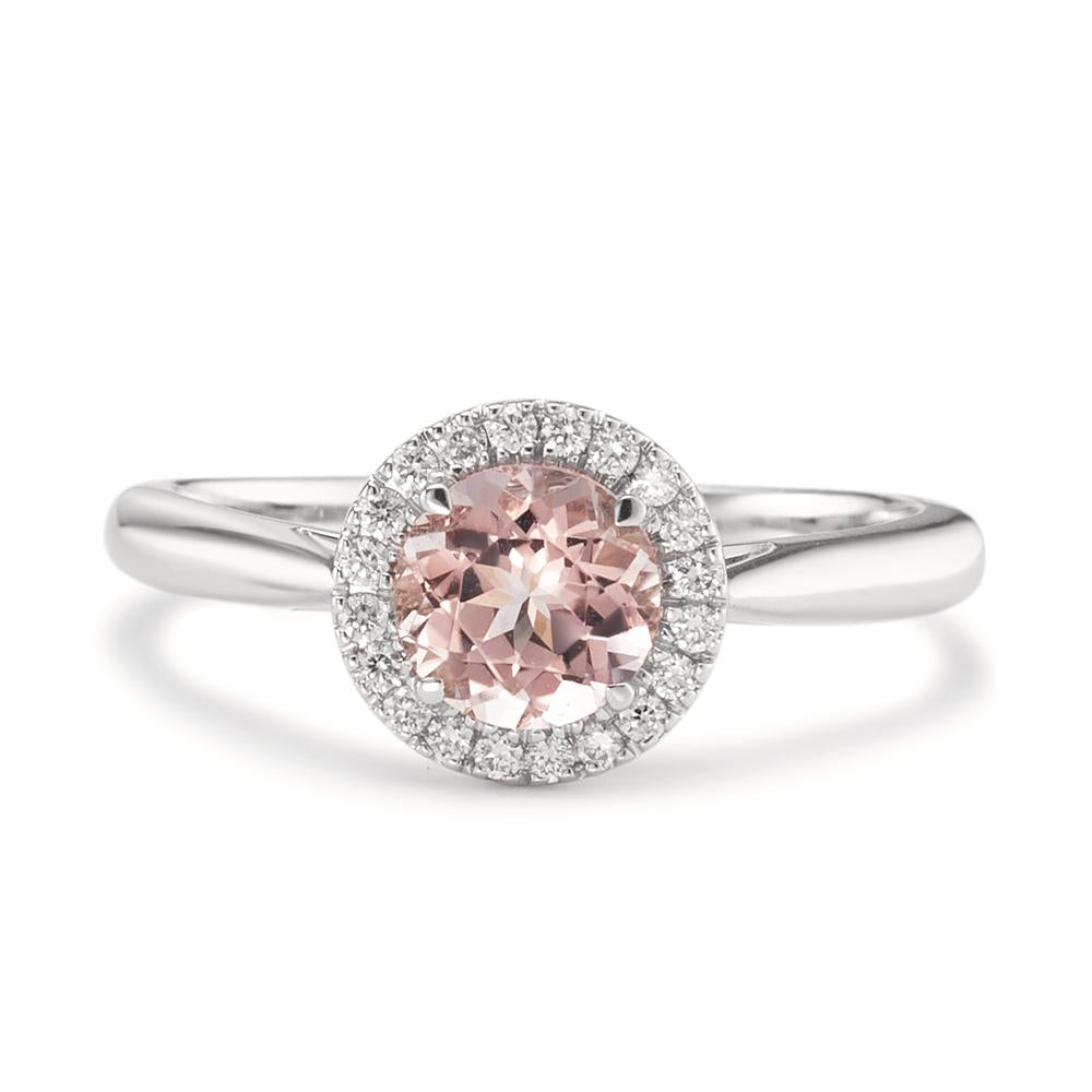 pierścionek złoto białe 750/18 K Morganit, Diament 0.11 ct, w-si