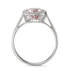 pierścionek złoto białe 750/18 K Morganit 1.45 ct, Diament 0.09 ct, 32 kamienie, [Brillant], w-si