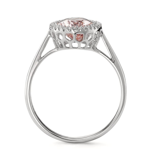 pierścionek złoto białe 750/18 K Morganit, Diament 0.09 ct, 32 kamienie, [Brillant], w-si
