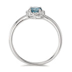 pierścionek złoto białe 750/18 K Topaz London Blue, Diament 0.11 ct, 16 kamienie, [Brillant], w-si