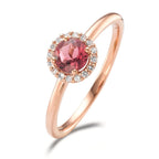 pierścionek złoto czerwone 750/18 K Turmalin, Diament 0.11 ct, 16 kamienie, [Brillant], w-si