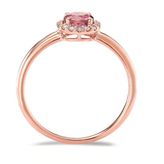pierścionek złoto czerwone 750/18 K Turmalin, Diament 0.11 ct, 16 kamienie, [Brillant], w-si