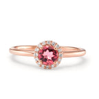 pierścionek złoto czerwone 750/18 K Turmalin, Diament 0.11 ct, 16 kamienie, [Brillant], w-si