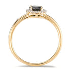 pierścionek złoto żółte 750/18 K Turmalin, Diament 0.11 ct, 16 kamienie, [Brillant], w-si
