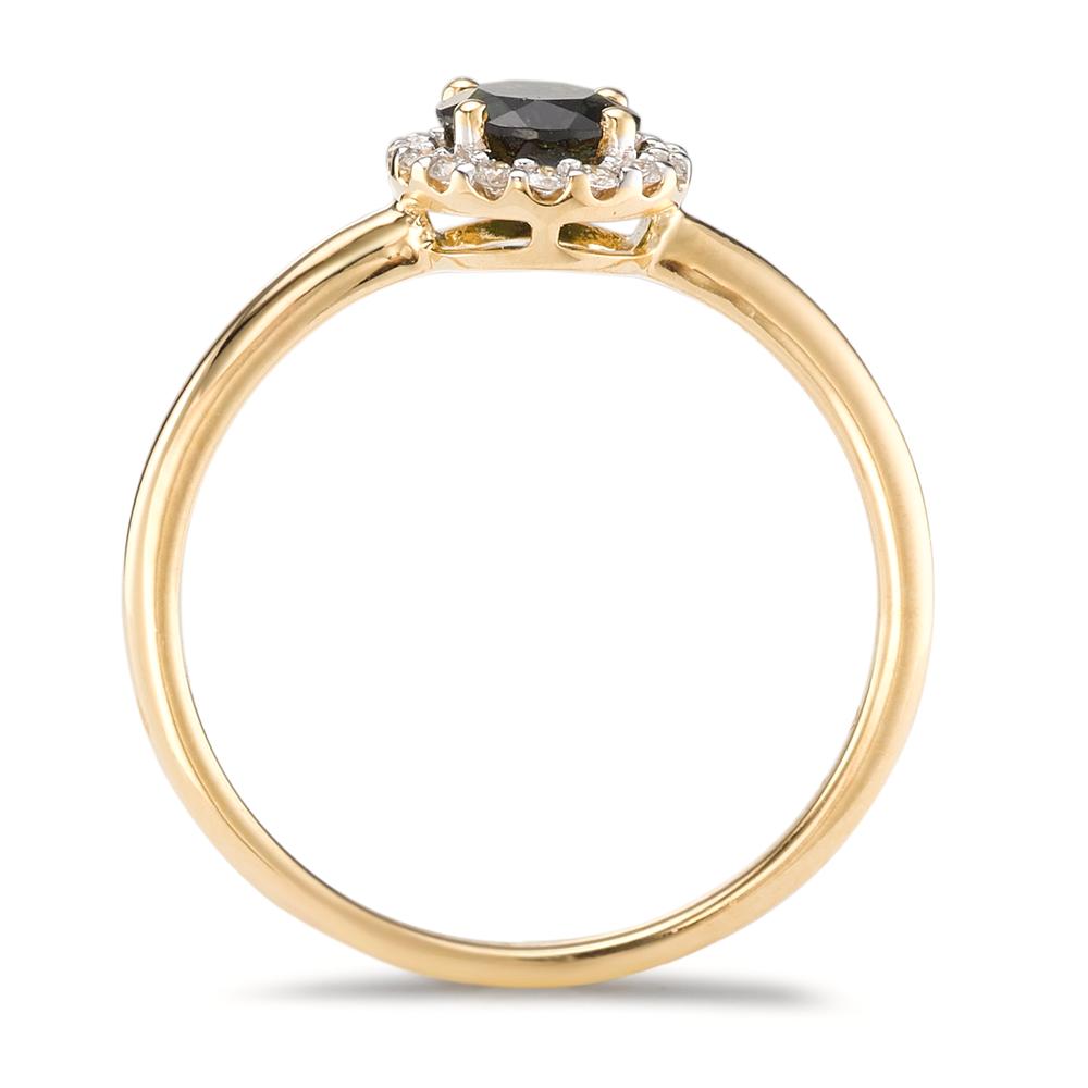 pierścionek złoto żółte 750/18 K Turmalin, Diament 0.11 ct, 16 kamienie, [Brillant], w-si