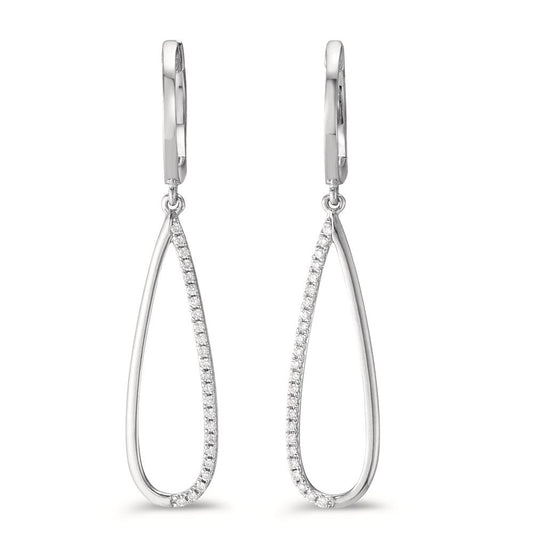 kolczyki wiszące złoto białe 750/18 K Diament 0.14 ct, w-si