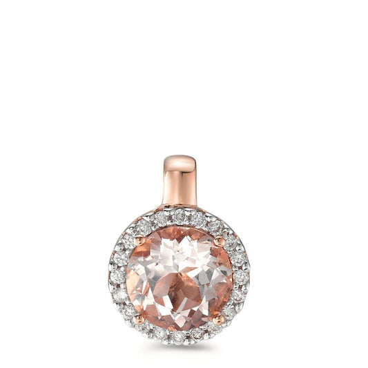 wisiorek złoto czerwone 750/18 K Morganit, Diament 0.10 ct, 20 kamienie, [Brillant], w-si Ø9.5 mm